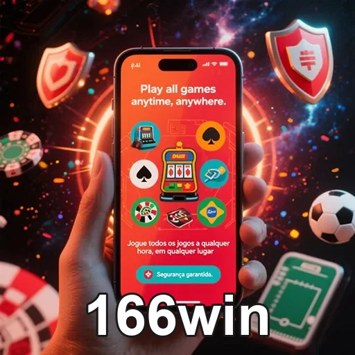 Aplicativo 166win exibindo depósitos e saques ágeis em casino mobile