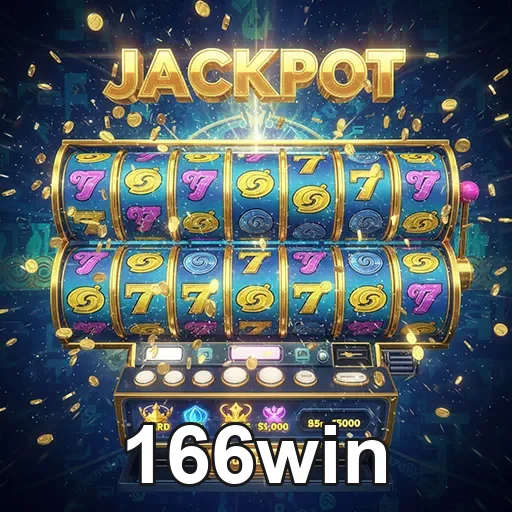Imagem de uma máquina de caça-níqueis do 166win, site de jogos de slots online, com elementos coloridos e modernos